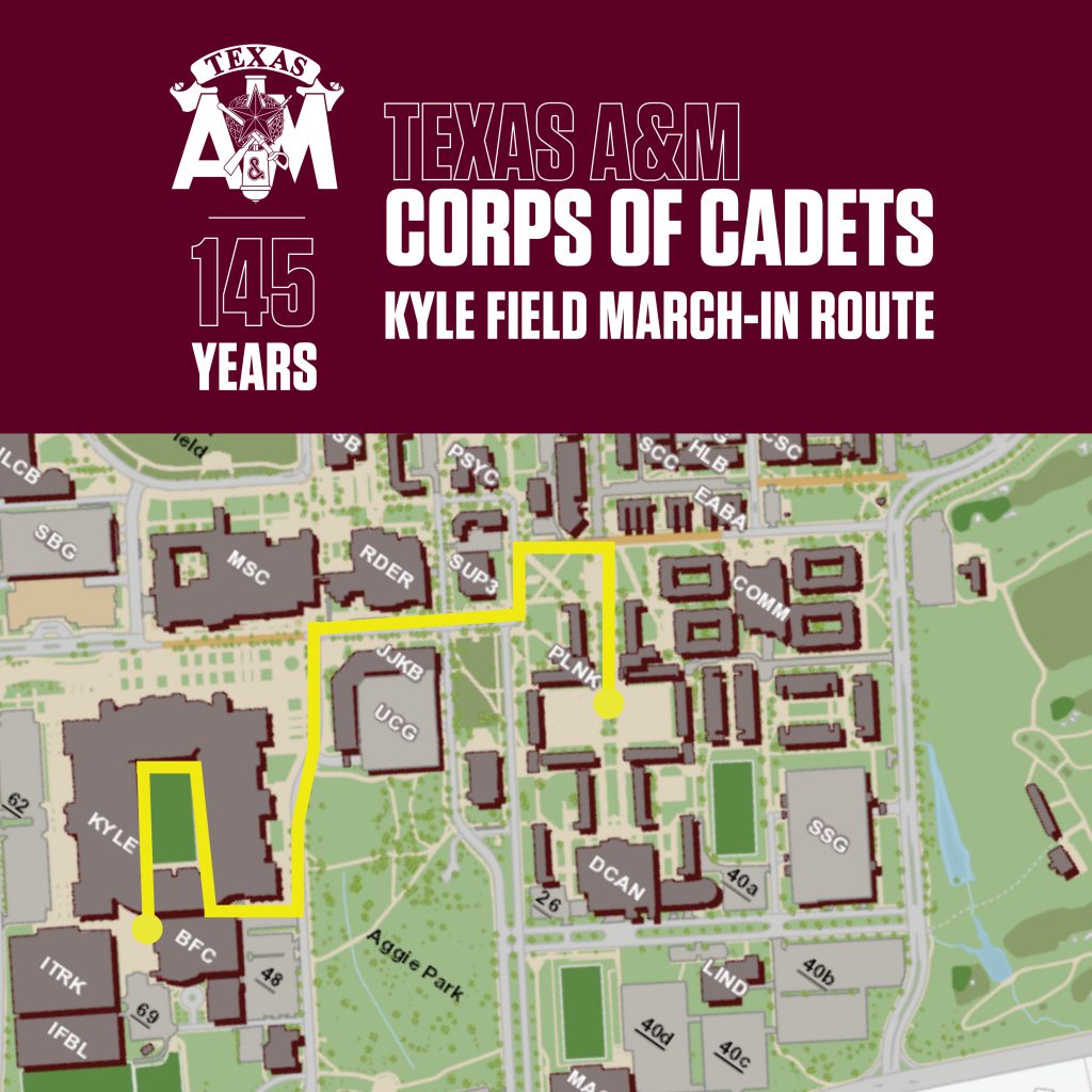 March In map to Kyle Field