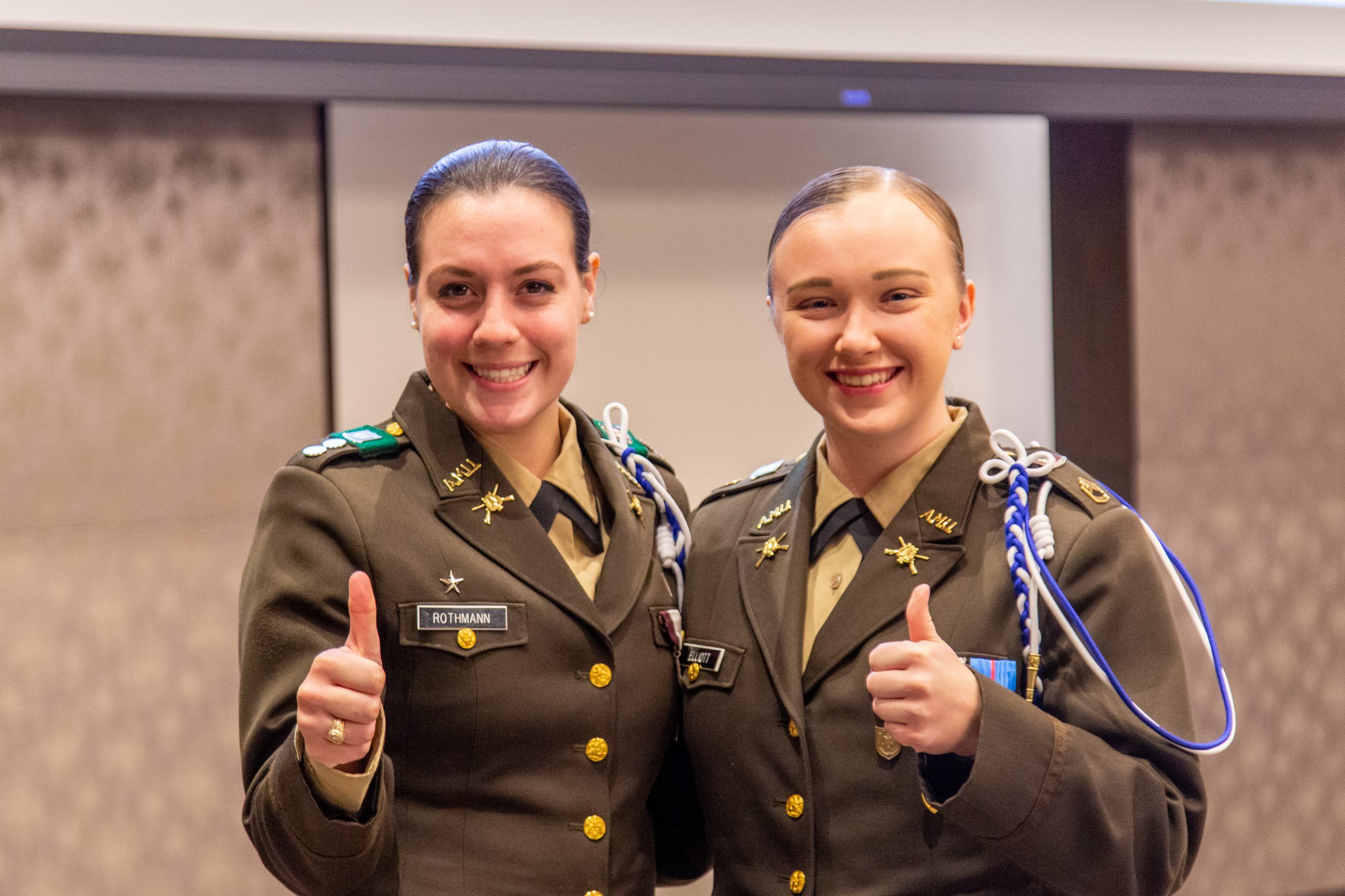 Two cadets at O.R. Simpson Honor Society Induction Ceremony