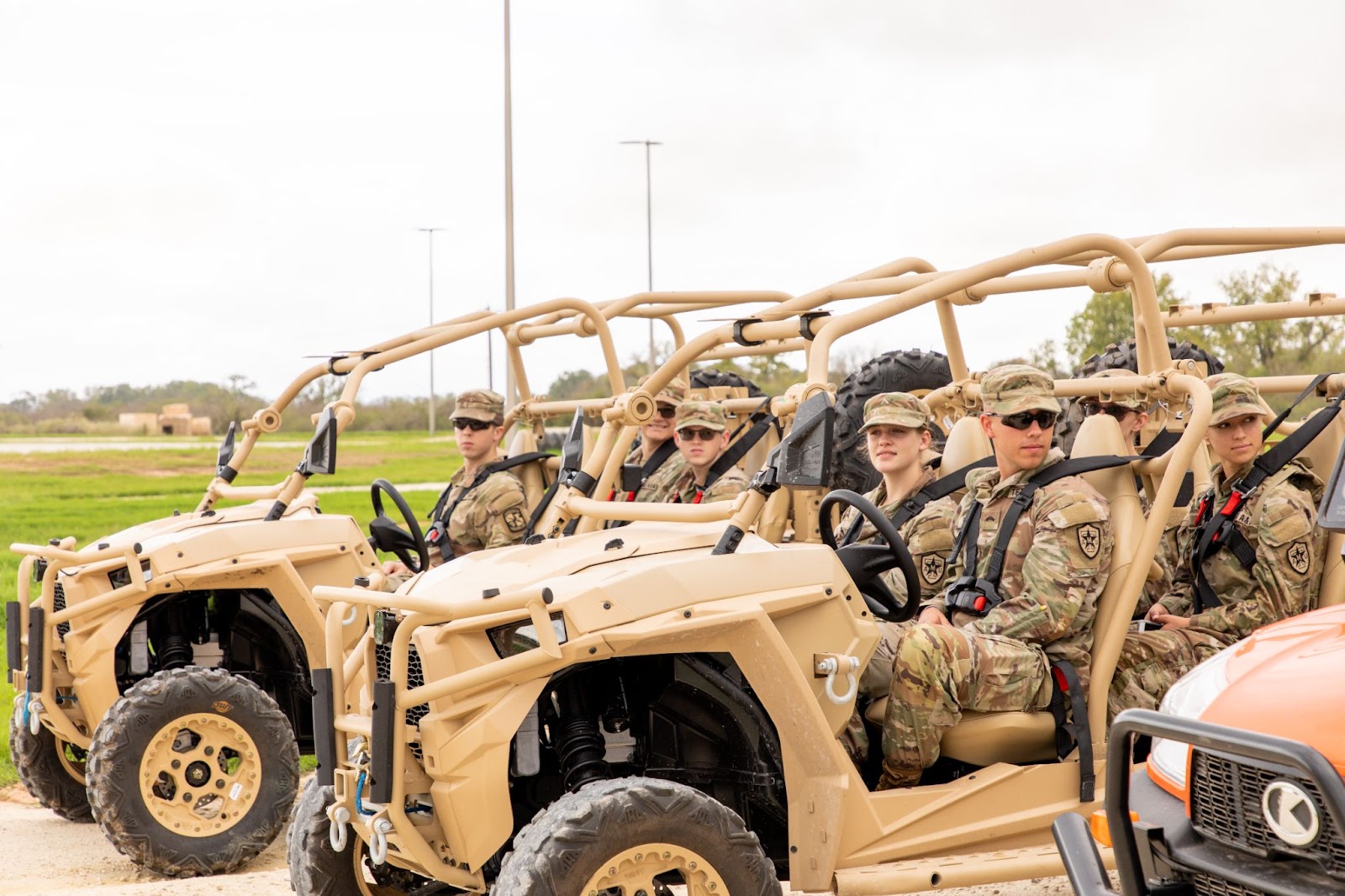 Cadets use off road vehicles to tour the BCDC's Innovation Proving Ground facility.